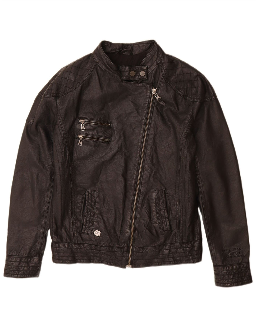 PEPE Jeans Γυναικείο Δερμάτινο Biker Jacket UK 14 Medium Black Leather