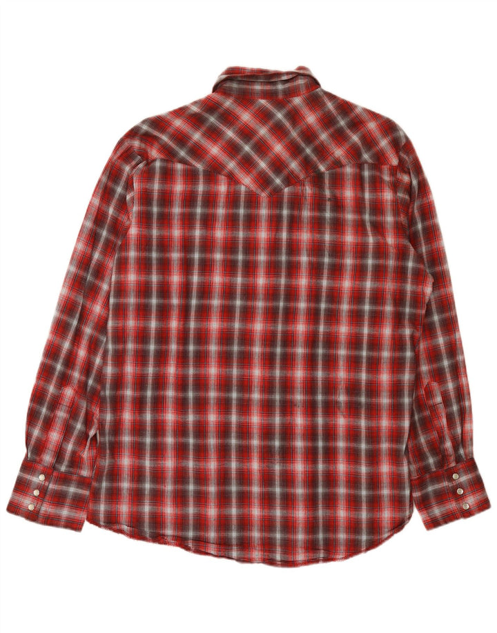 Ανδρικό πουκάμισο Wrangler Western Flannel μεγάλο κόκκινο βαμβακερό