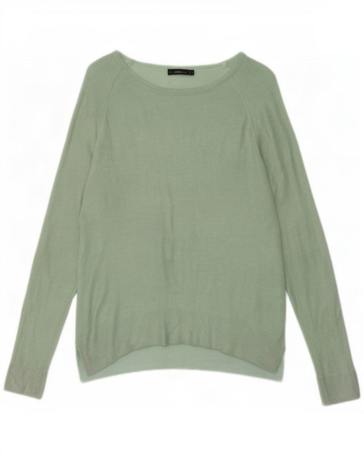 Zara Γυναικείο πουλόβερ με λαιμόκαυστο UK 14 Medium Green