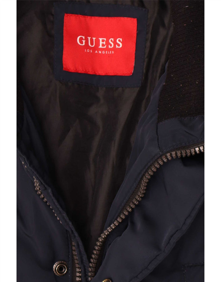 Guess Ανδρικό παλτό UK 40 Large Navy Blue Polyester