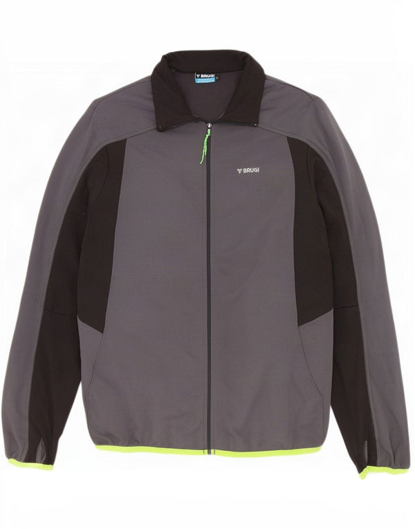 Brugi Mens Tracksuit Top Jacket Medium Grey Colourblock Polyester