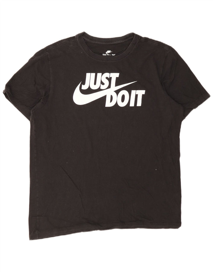 Ανδρικό γραφικό μπλουζάκι Nike, μεγάλο μαύρο βαμβακερό
