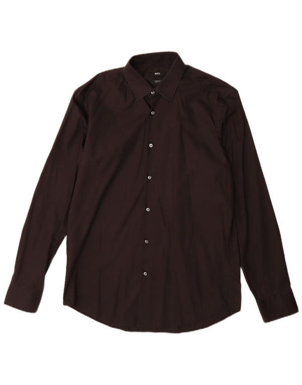 Ανδρικό πουκάμισο Hugo Boss Regular Fit Size 39 15 1/2 Medium Black Cotton