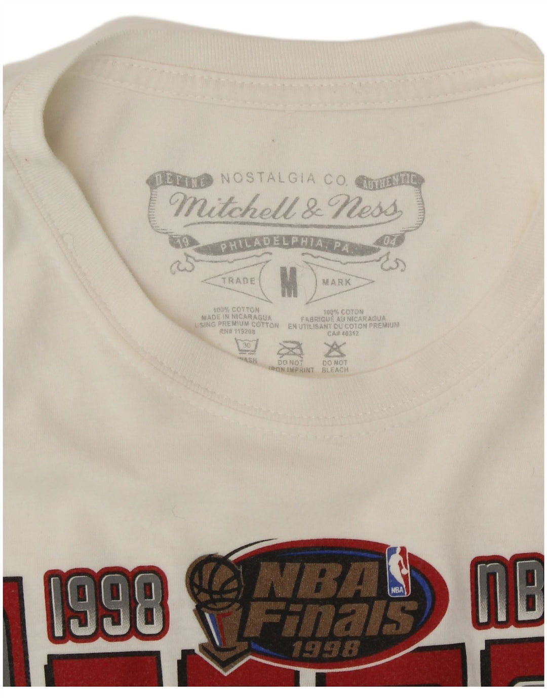 MITCHELL & NESS Ανδρικό γραφικό T-shirt Chicago Bulls Top Medium Off White