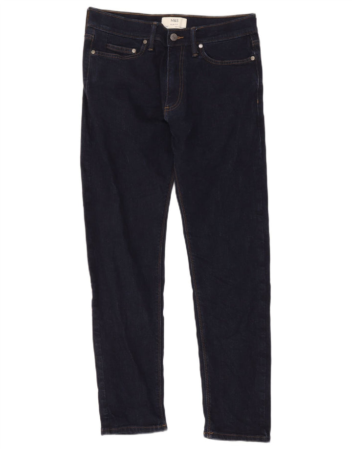 Marks & Spencer Ανδρικό Slim Jeans W30 L31 Navy Blue Cotton