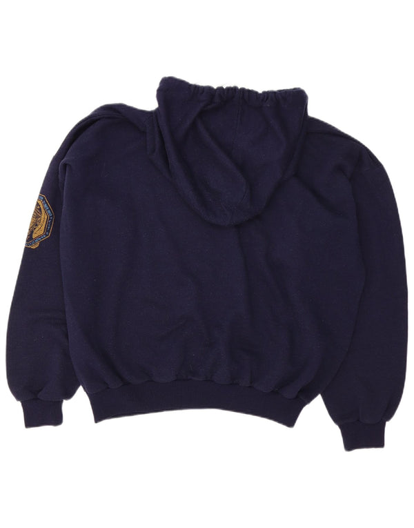 Vintage γυναικείο γραφικό υπερμεγέθη κουκούλα UK 14 Medium Navy Blue