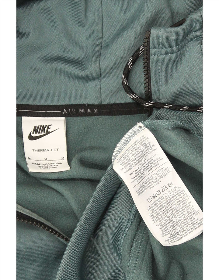 Ανδρικό πουλόβερ Nike Therma-Fit με φερμουάρ με κουκούλα μεσαίου πράσινου πολυεστέρα