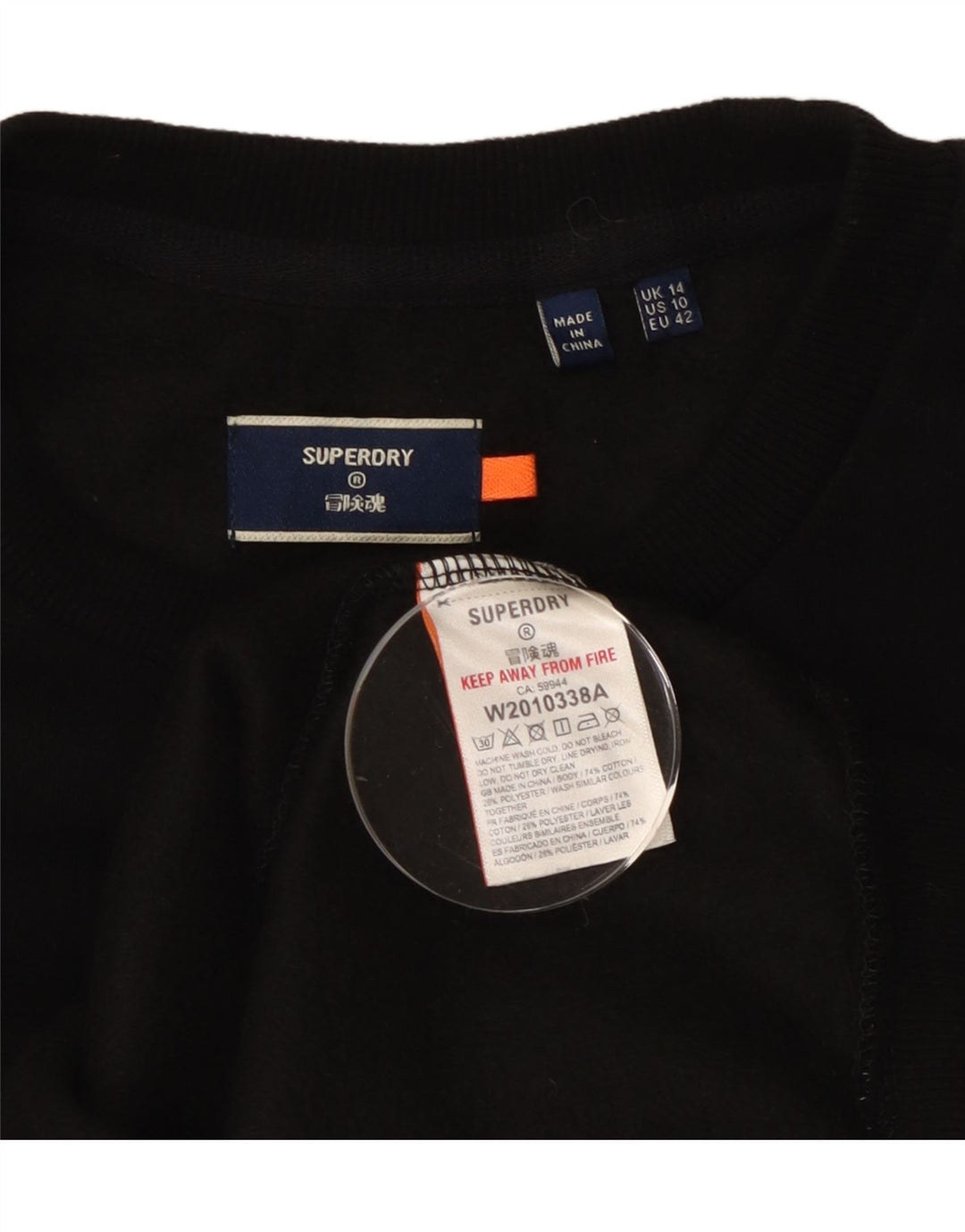 Superdry Γυναικεία Φούτερ Jumper UK 14 Large Μαύρο Βαμβακερό