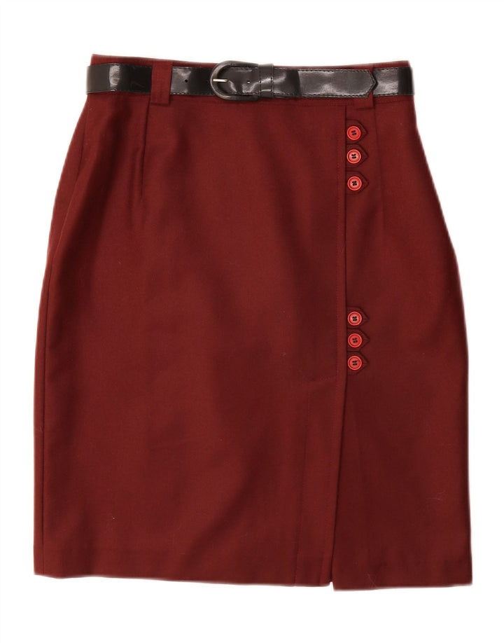VINTAGE Womens Pencil Skirt IT 44 Medium W27  Burgundy Wool Vintage Vintage and Second-Hand Vintage from Messina Hembry 