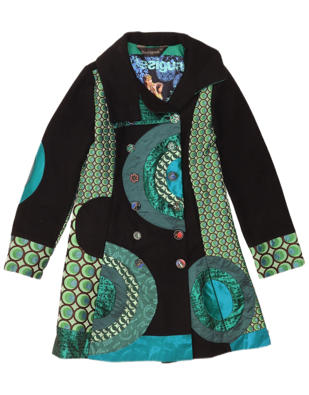 Desigual Γυναικείο Παλτό με διπλό στήθος EU 40 Medium Πολύχρωμο