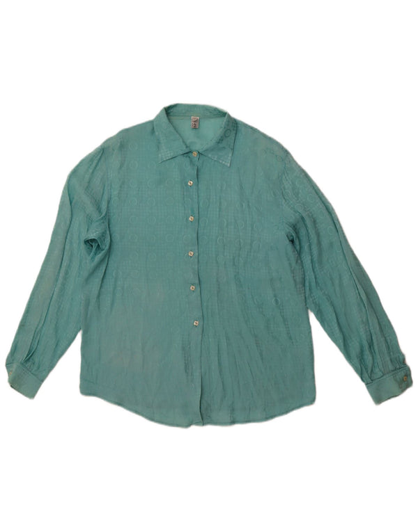 VINTAGE Γυναικείο Πουκάμισο Μπλούζα IT 48 XL Μπλε Γεωμετρικό Acetate