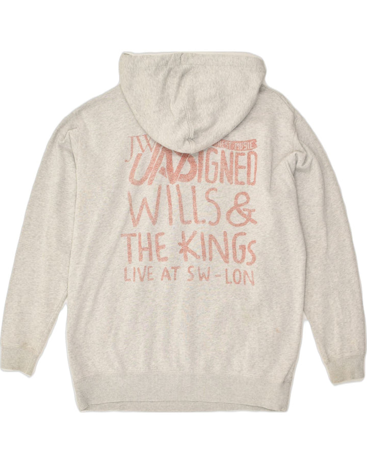 JACK WILLS Womens Oversized Graphic Hoodie Jumper UK 10 Small Grey Cotton | Vintage Jack Wills | Thrift | Second-Hand Jack Wills | Used Clothing | Messina Hembry 