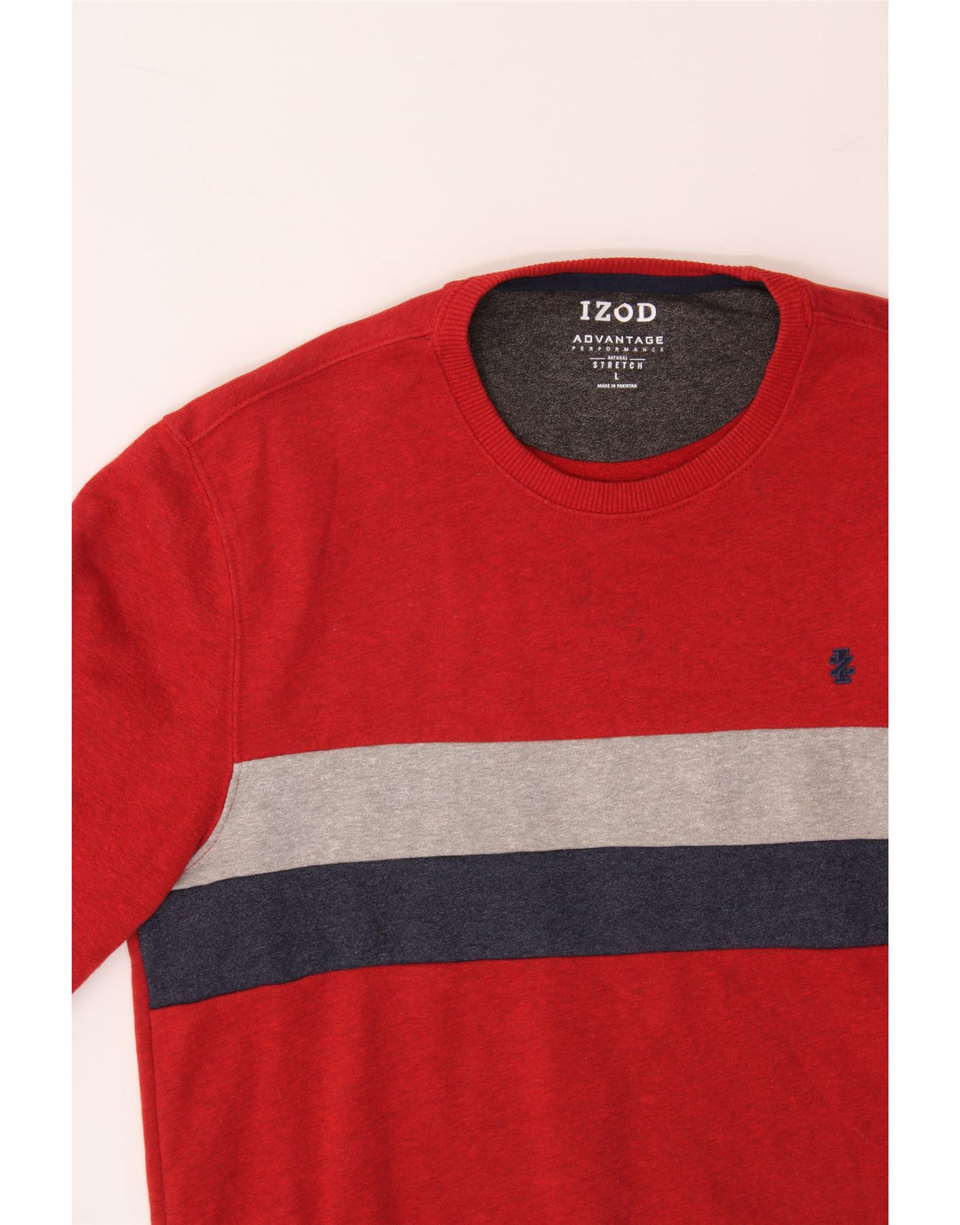 IZOD Mens Sweatshirt Jumper Large Red Colourblock Cotton Vintage Izod and Second-Hand Izod from Messina Hembry 