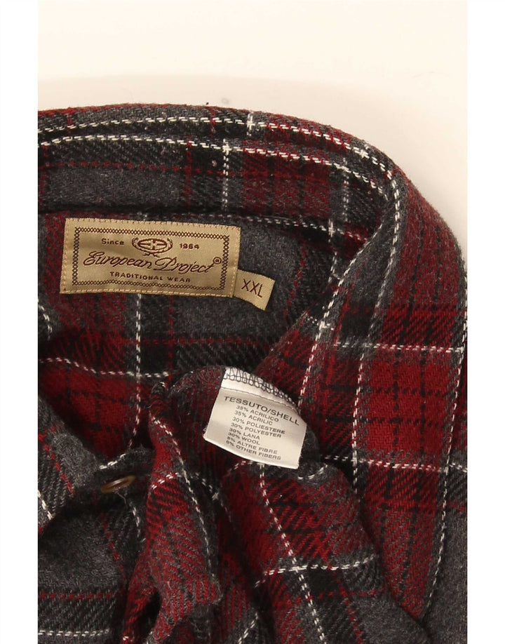 Ανδρικό πουκάμισο European Project Flannel 2XL Grey Check Acrylic