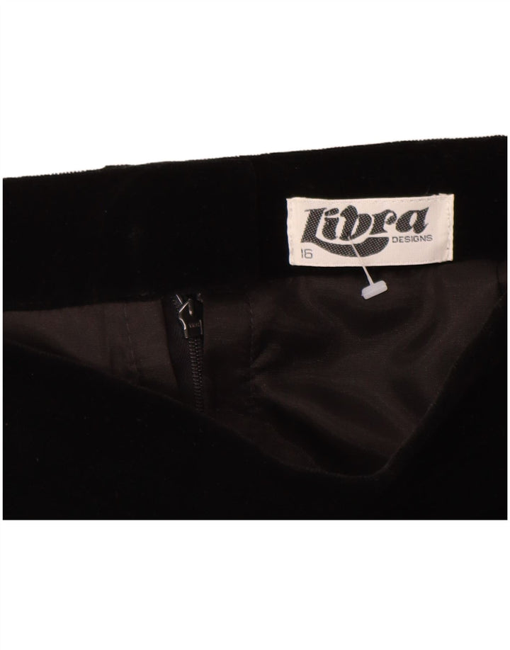 LIBRA Γυναικεία Ψηλόμεση Velvet Pencil Φούστα UK 16 Large W28 Μαύρη βαμβακερή