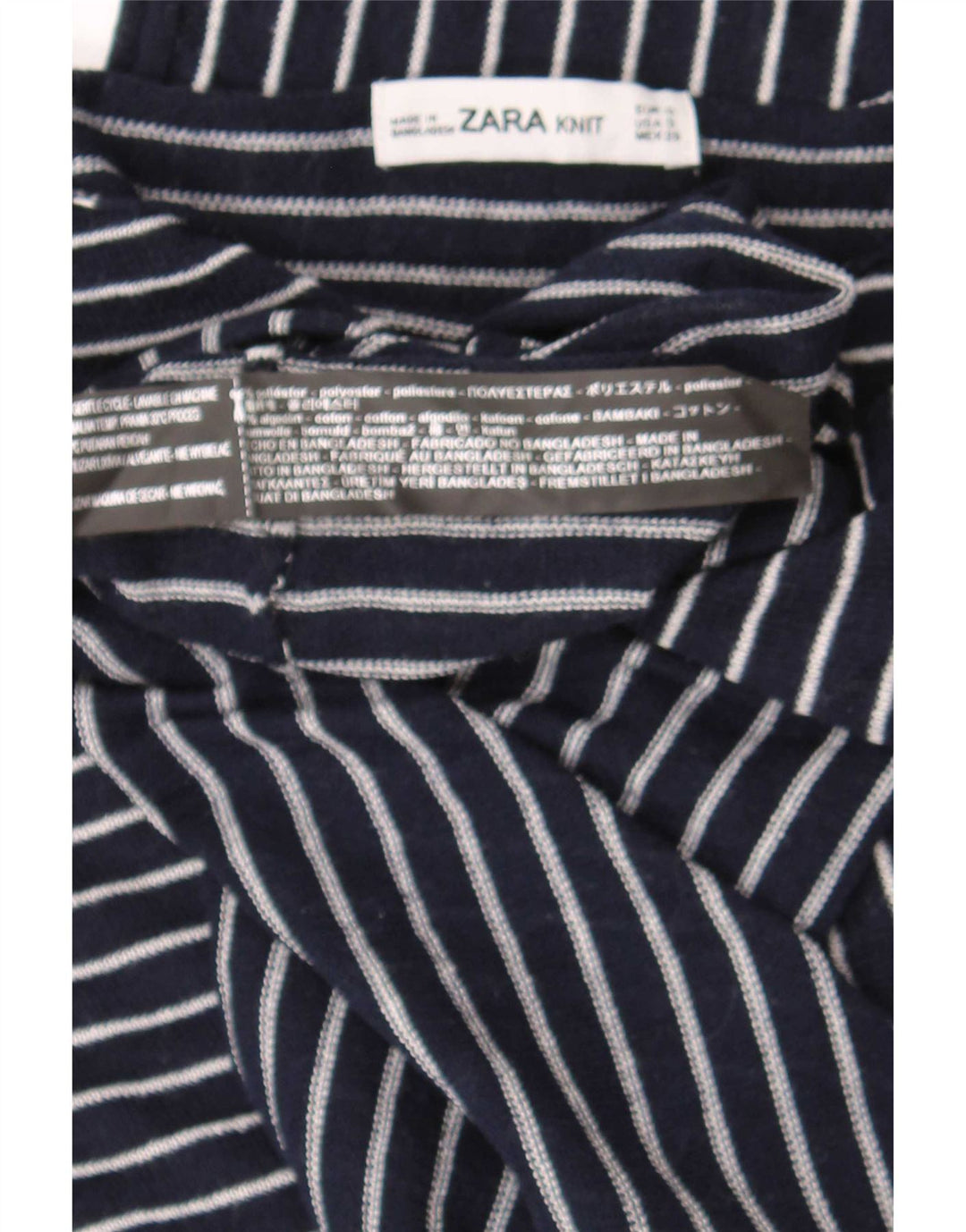Zara γυναικεία υπερμεγέθη μανίκια 3/4 UK 10 Small Navy Blue ριγέ