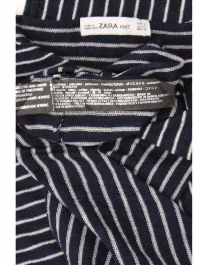 Zara γυναικεία υπερμεγέθη μανίκια 3/4 UK 10 Small Navy Blue ριγέ
