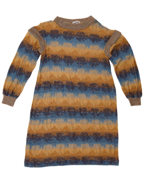 Vintage γυναικείο φόρεμα UK 12 Medium Beige ριγέ