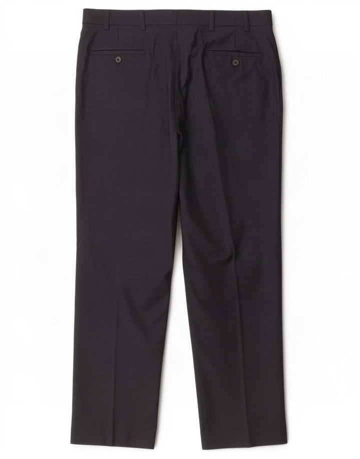 Ανδρικό ίσιο παντελόνι Marks & Spencer W38 L31 Navy Blue Wool