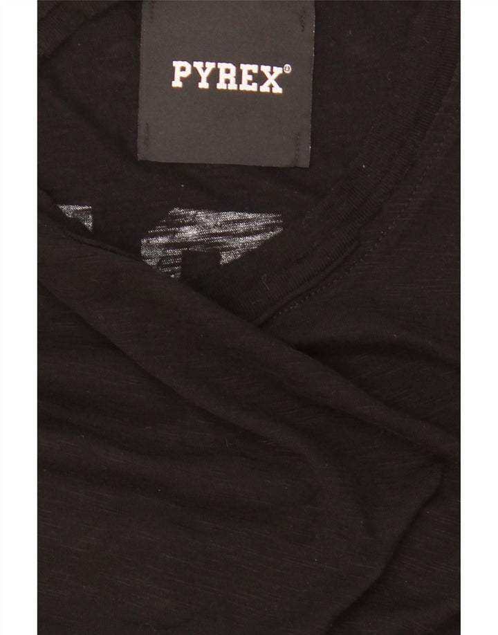 Pyrex Γυναικείο Γραφικό Τοπ 3/4 Μανίκι UK 16 Large Μαύρο