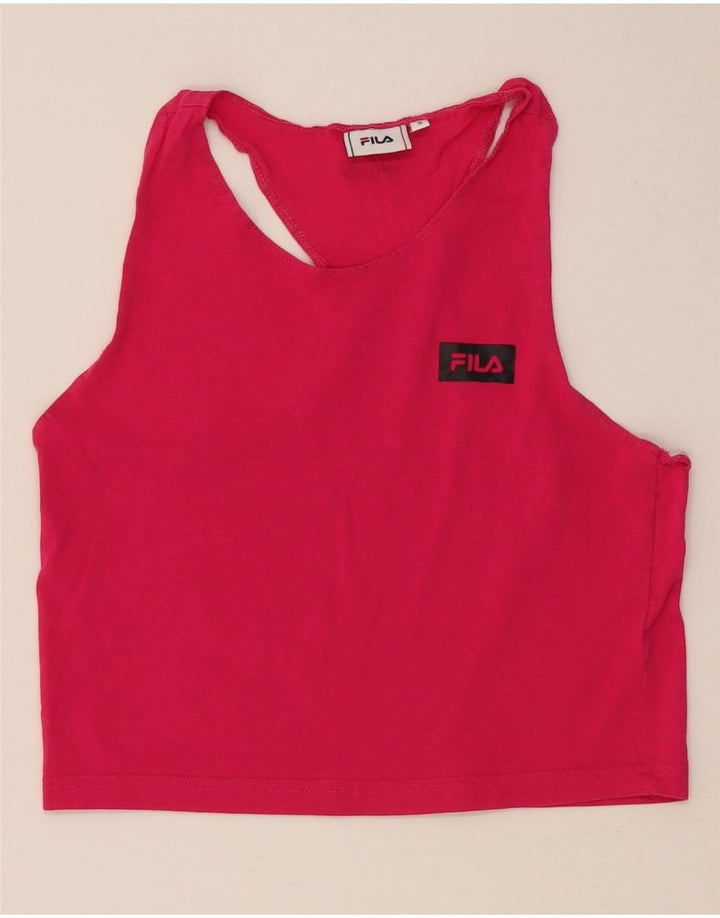 FILA Γυναικείο Crop Γιλέκο UK 8 Small Pink Βαμβακερό