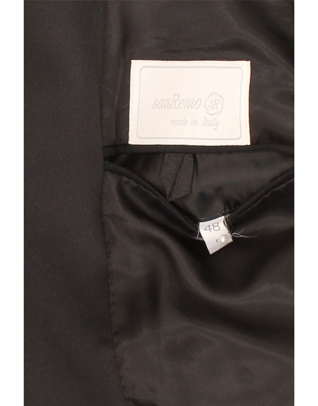 SAN REMO Mens 1 Button Blazer Jacket IT 48 Medium Black Wool Vintage San Remo and Second-Hand San Remo from Messina Hembry 