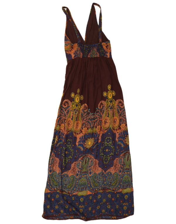 Γυναικείο μάξι φόρεμα Angie UK 12 μεσαίου καφέ Paisley Rayon