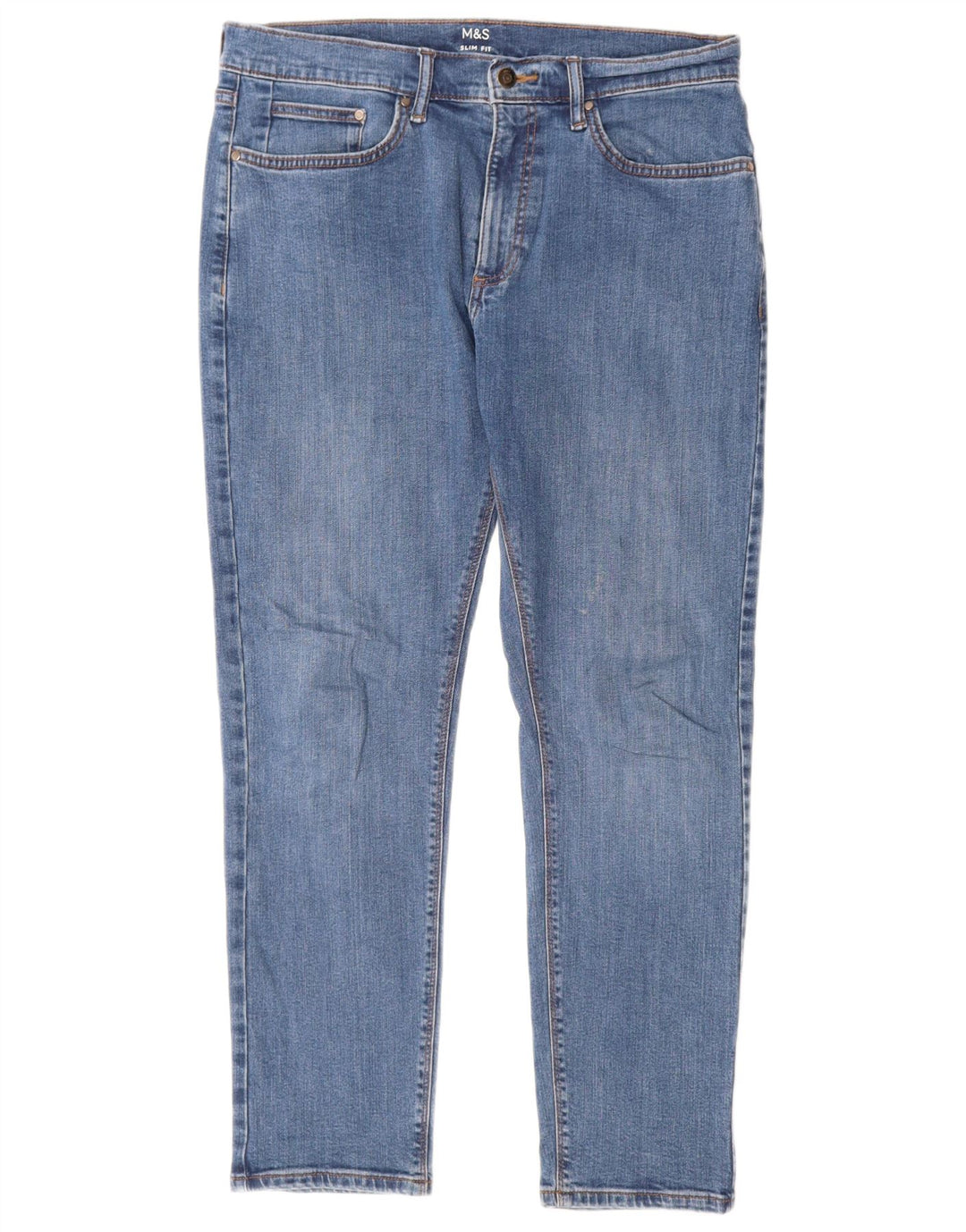 Marks & Spencer Γυναικεία Slim Jeans W32 L29 Blue Cotton