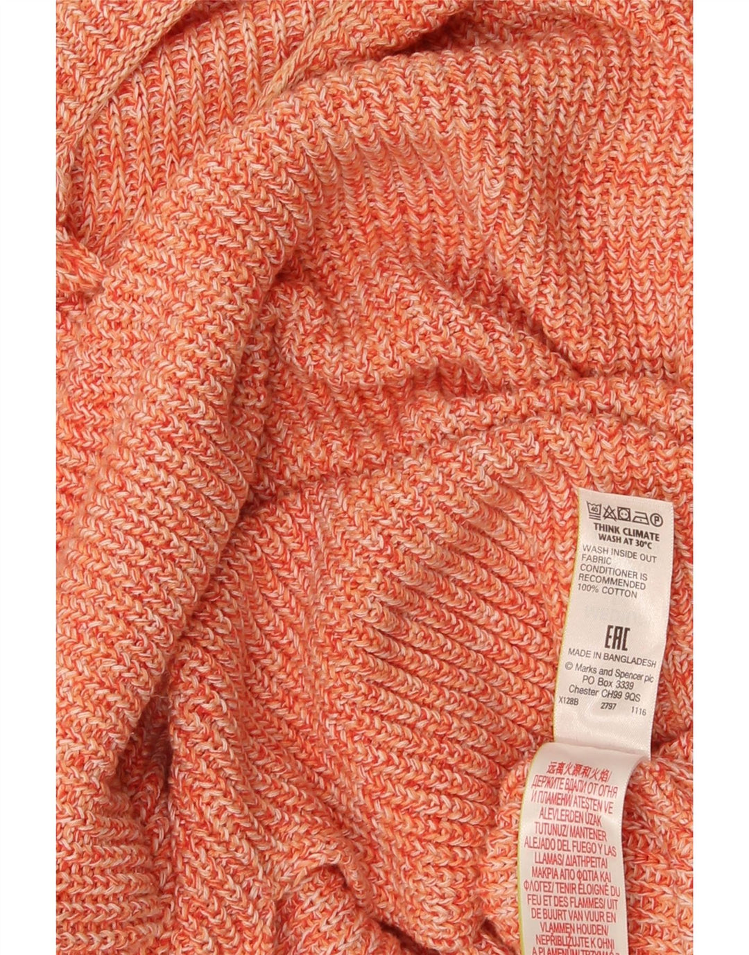 Marks & Spencer Γυναικείο πουλόβερ με λαιμόκαυστο UK 14 Medium Orange Flecked