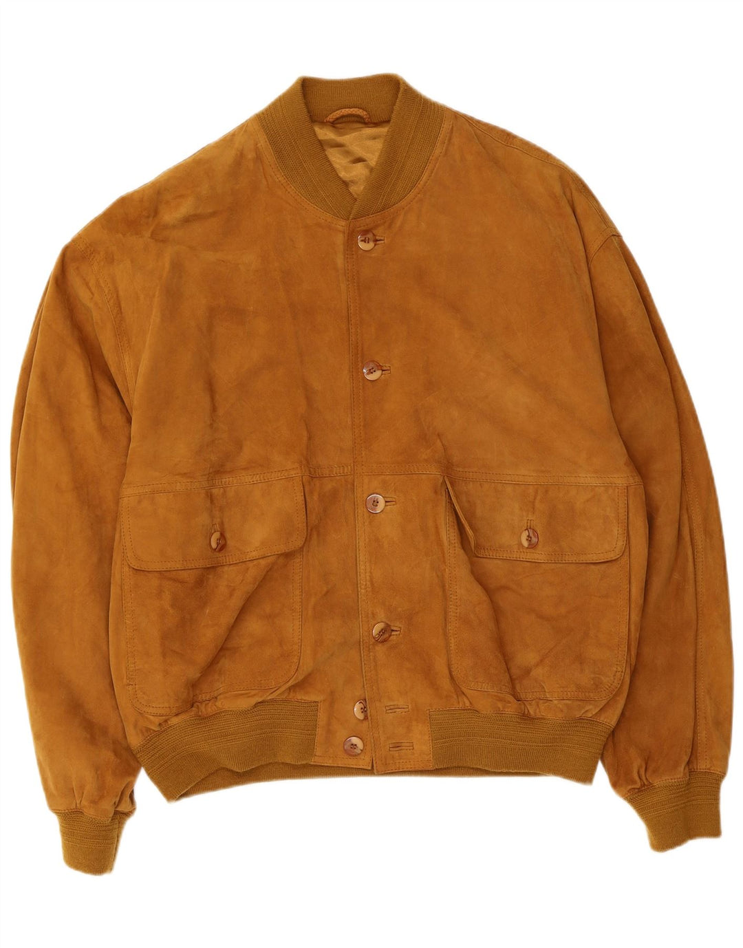 Vintage Ανδρικό Suede Bomber Jacket UK 40 Large Brown Δερμάτινο