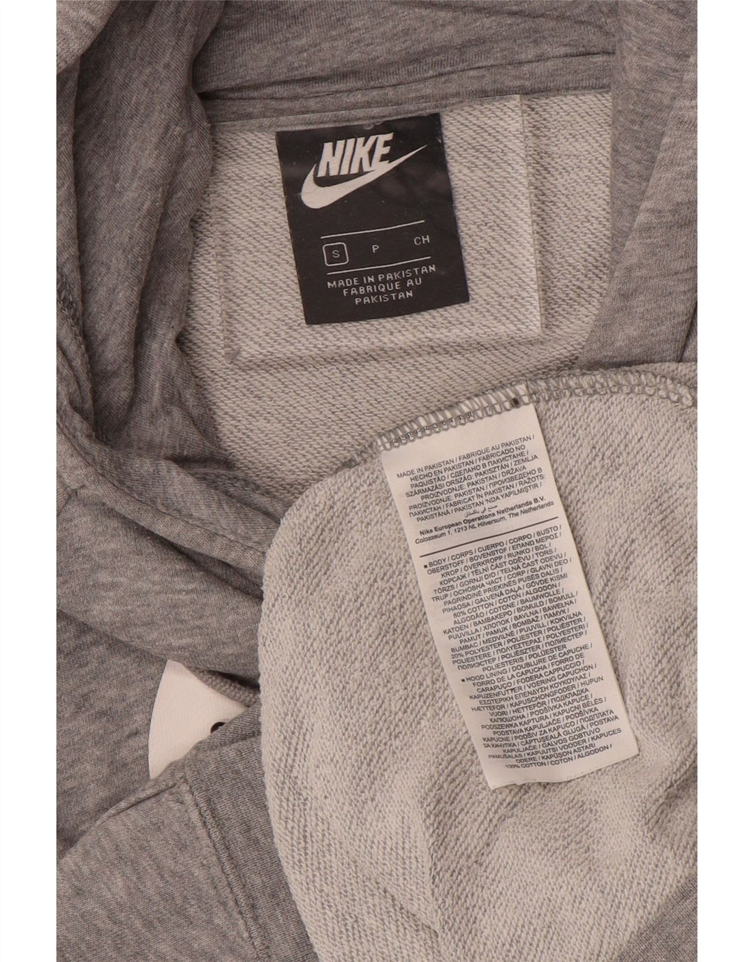 Ανδρικό γραφικό μπλουζάκι με κουκούλα NIKE, βαμβακερό μικρό γκρι χρώμα
