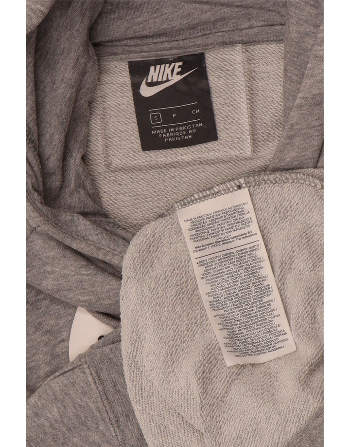 Ανδρικό γραφικό μπλουζάκι με κουκούλα NIKE, βαμβακερό μικρό γκρι χρώμα