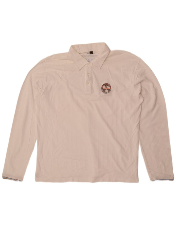 Ανδρικό μακρυμάνικο πόλο μπλουζάκι Napapijri 3XL λευκό βαμβακερό