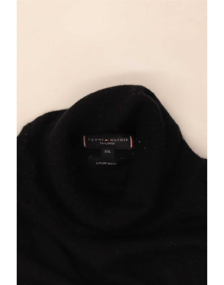 Ανδρικό πουλόβερ Tommy Hilfiger με ρολό λαιμόκοψη 2XL μαύρο μάλλινο