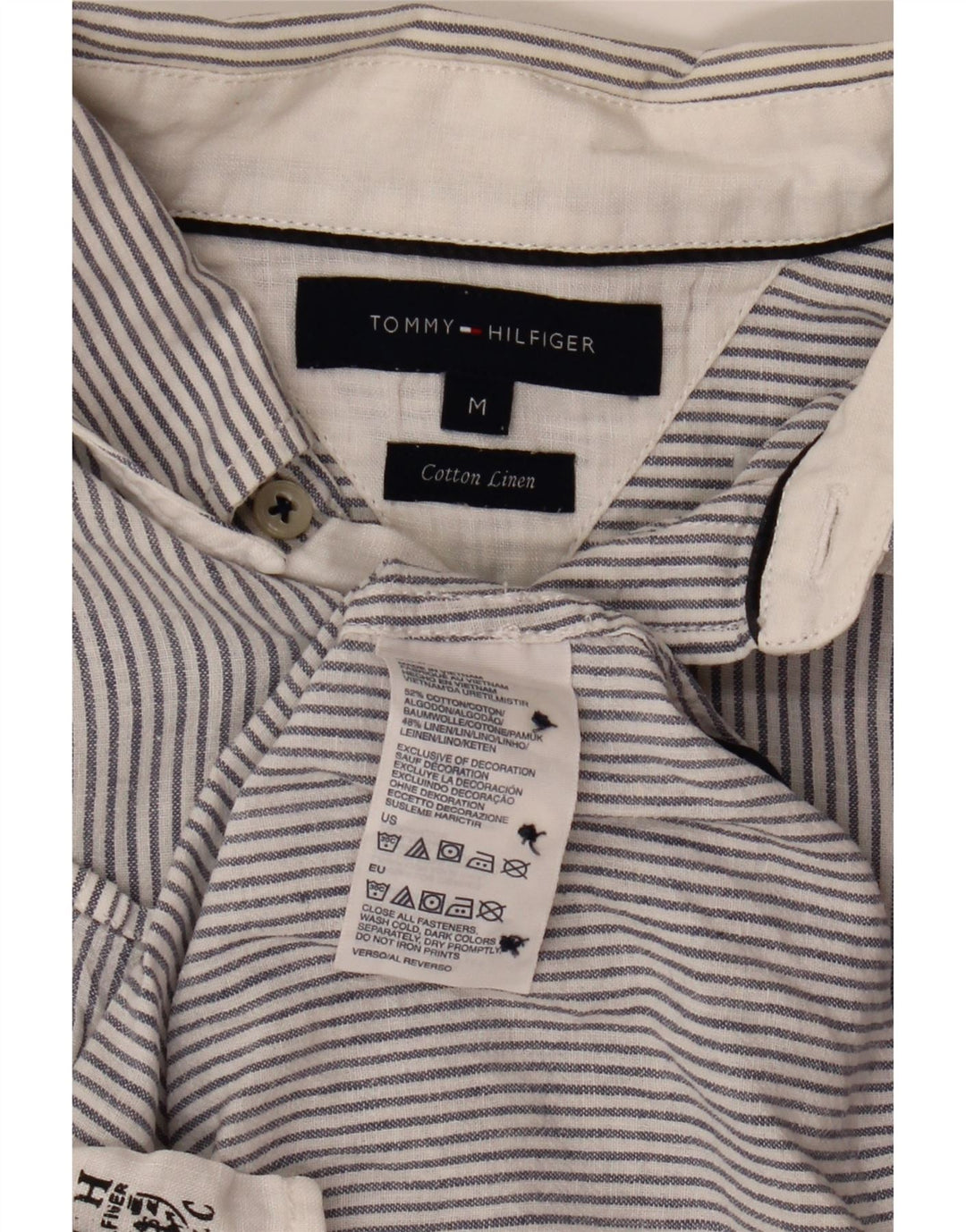 Ανδρικό πουκάμισο Tommy Hilfiger, Βαμβακερό με μεσαίο μπλε ρίγες