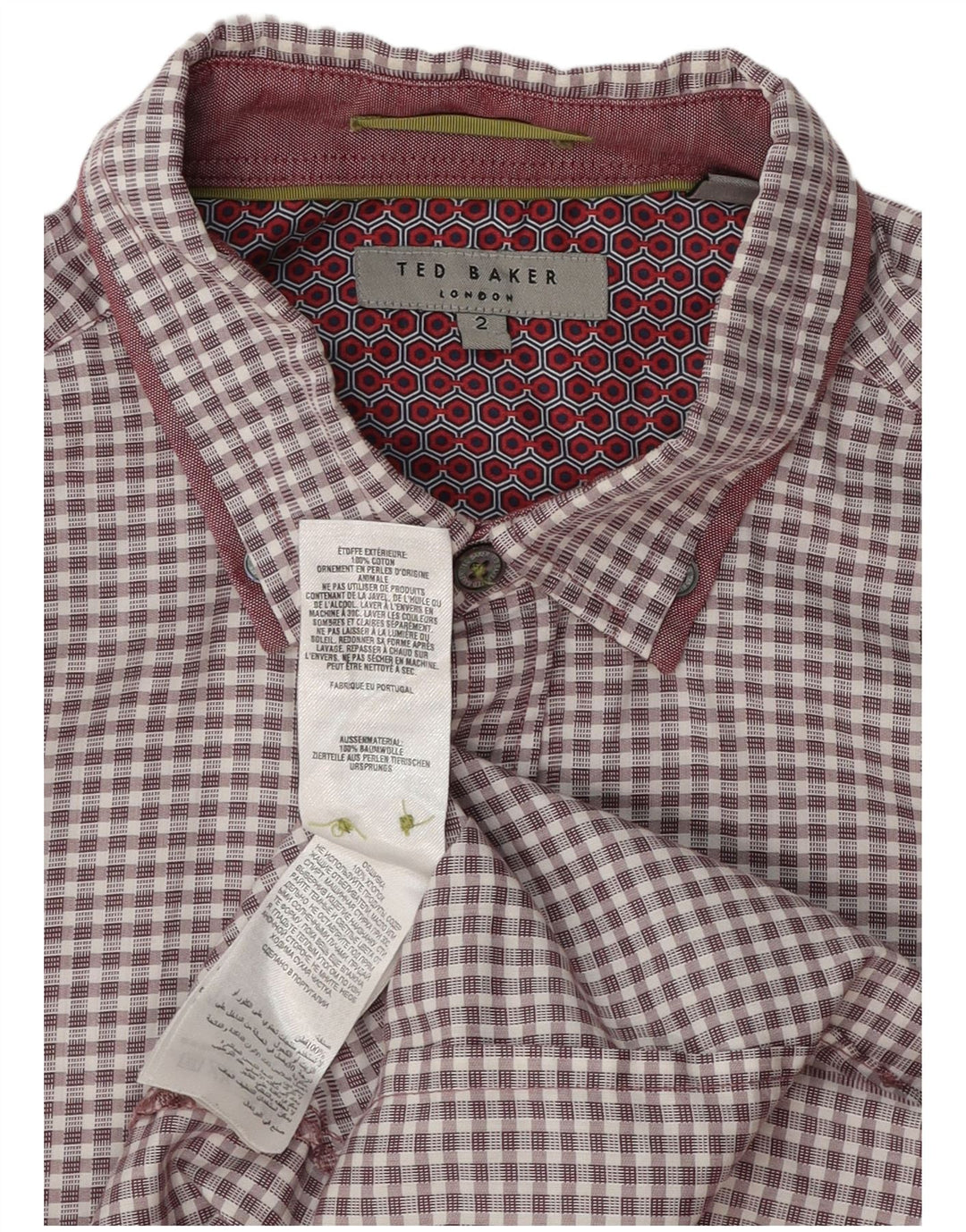 Ted Baker Ανδρικό πουκάμισο Νούμερο 2 Μικρό Βουργουνδί Gingham Cotton