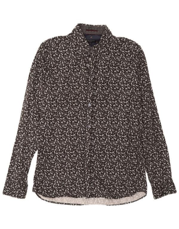 Ανδρικό πουκάμισο Ted Baker Size 4 Large Grey Paisley Cotton