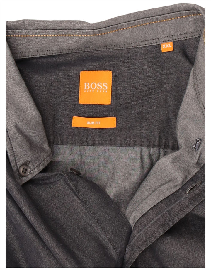 Ανδρικό πουκάμισο Hugo Boss Slim Fit 2XL Γκρι