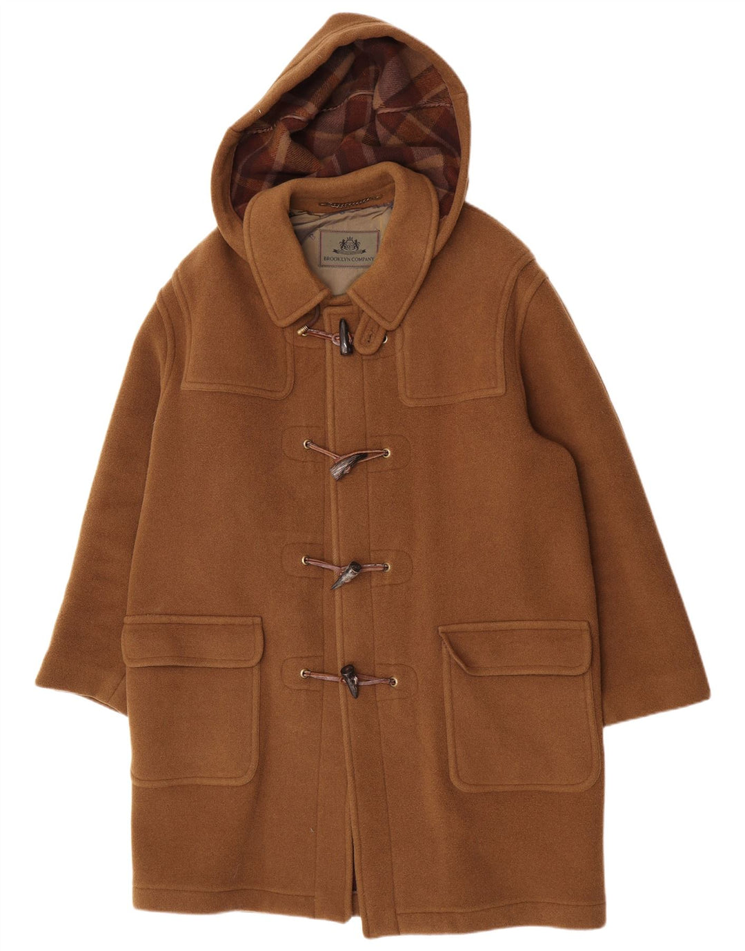 Brooklyn Ανδρικό παλτό Duffle με κουκούλα IT 52 XL Καφέ μαλλί