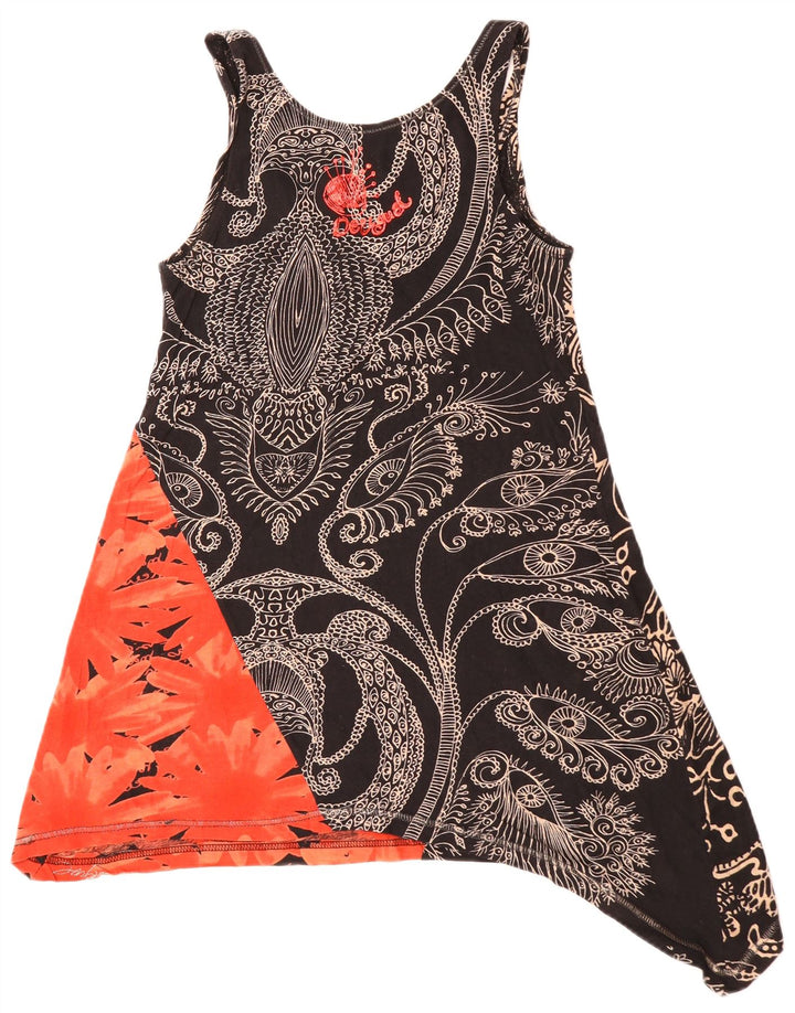 DESIGUAL Γυναικείο αμάνικο ασύμμετρο τοπ βρετανικό 10 μικρό μαύρο φλοράλ