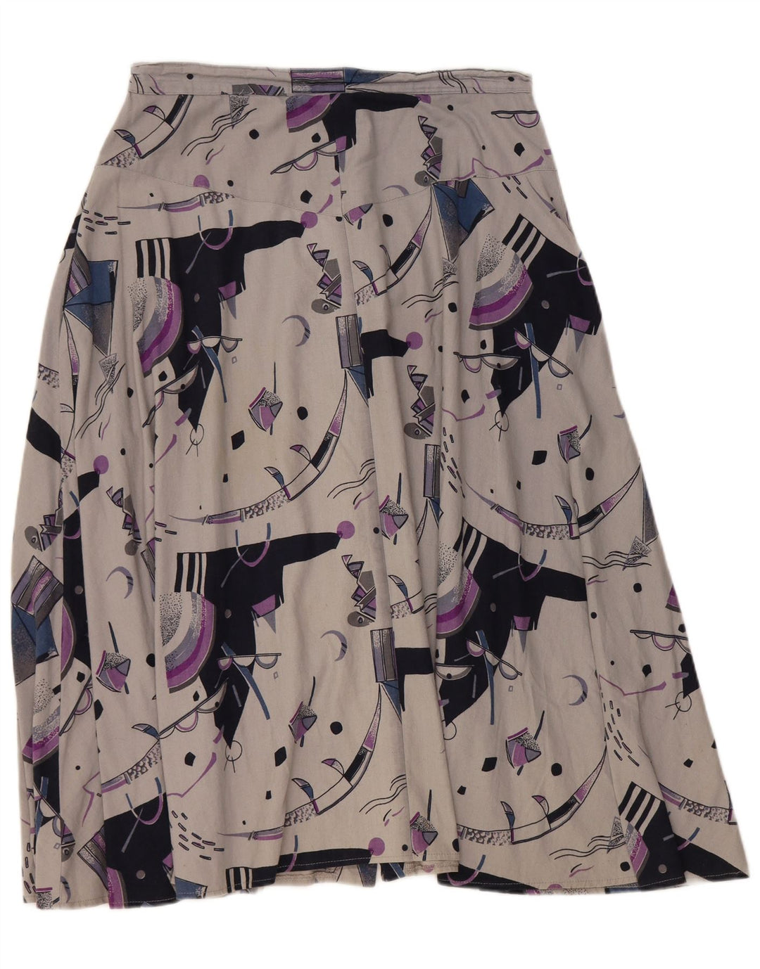 VINTAGE Γυναικεία Ψηλόμεση A-Line Φούστα W32 Μεγάλη Γκρι Γεωμετρική