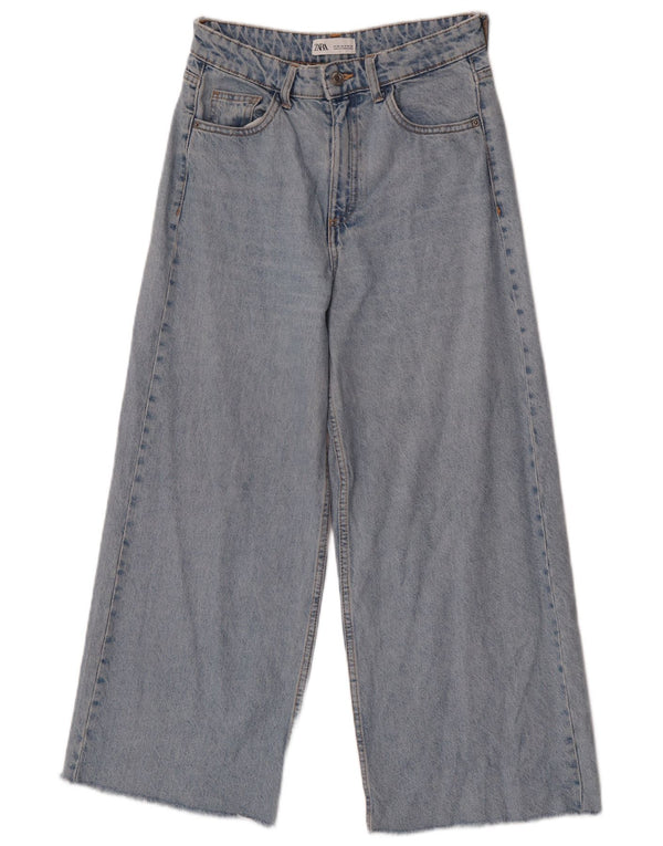 Zara γυναικείο τζιν ψηλόμεσο φαρδύ πόδι EU 36 XS W26 L25 Μπλε βαμβακερό