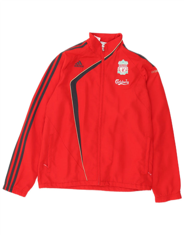 ADIDAS Boys Liverpool Tracksuit Top Jacket 13-14 Years Red Colourblock