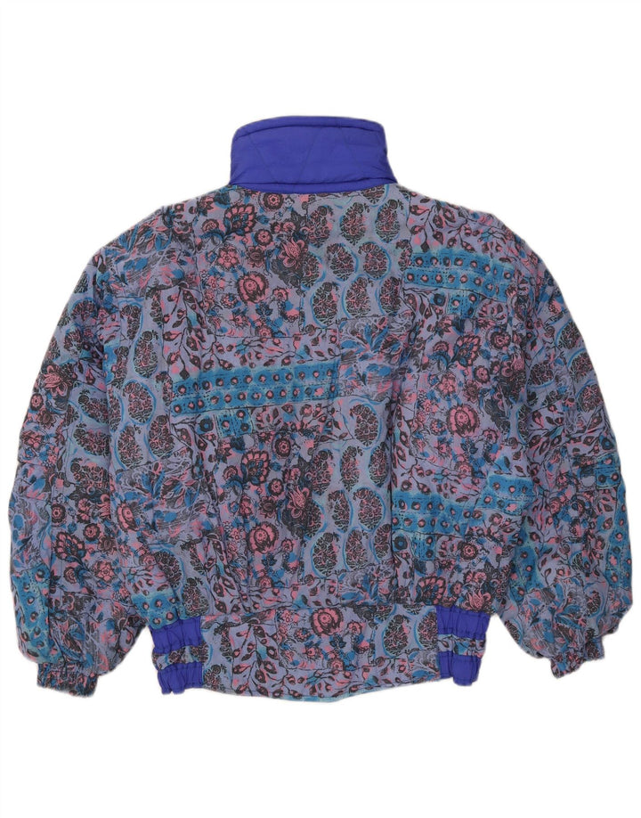 Vintage Γυναικείο Loose Fit Jacket Ski UK 12 Medium Blue Floral Polyamide