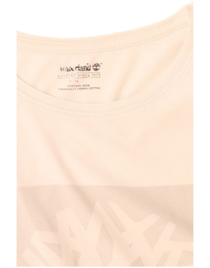 Ανδρικό γραφικό T-Shirt Timberland Top από μεσαίο λευκό βαμβακερό