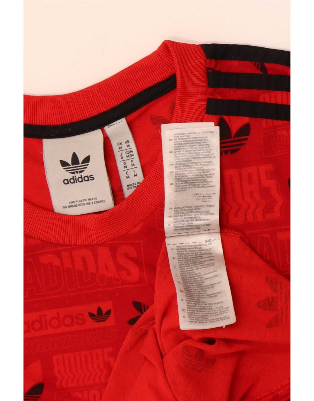 Ανδρικό κανονικό γραφικό μπλουζάκι Adidas Top μεσαίο κόκκινο πολυεστέρας