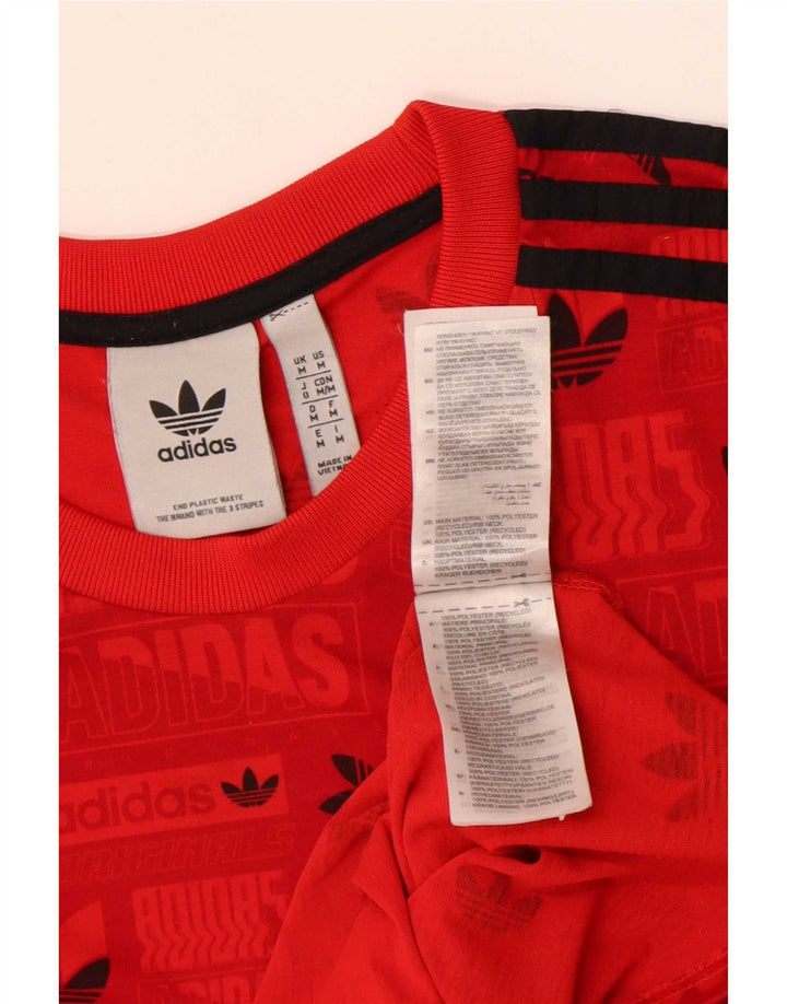 Ανδρικό κανονικό γραφικό μπλουζάκι Adidas Top μεσαίο κόκκινο πολυεστέρας