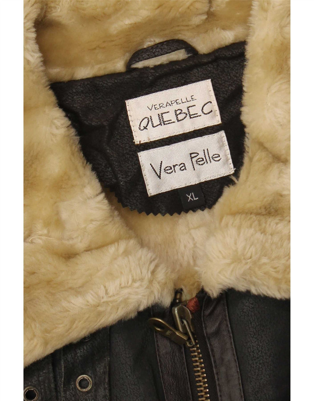 Ανδρικό Shearling Jacket Quebec UK 42 XL μαύρο δέρμα