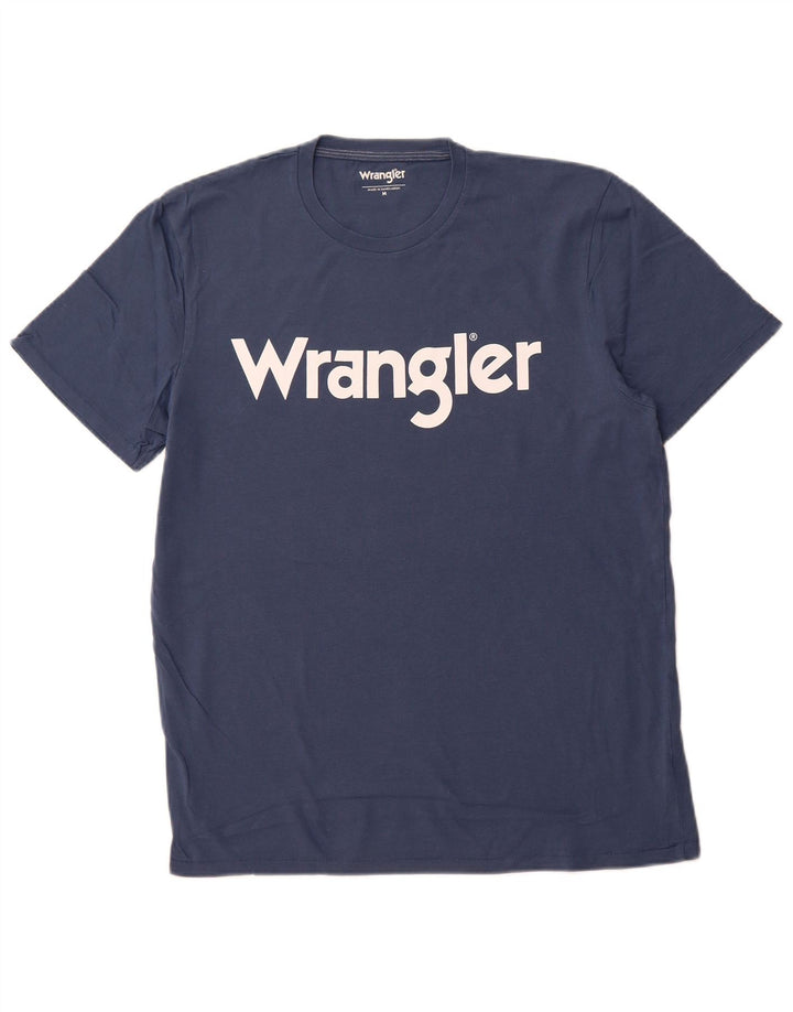 Ανδρικό γραφικό T-Shirt WRANGLER Τοπ μεσαίο μπλε ναυτικό βαμβακερό