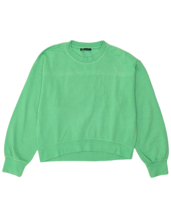 Zara Γυναικεία φούτερ Crop Jumper UK 14 Μεσαίο πράσινο βαμβακερό